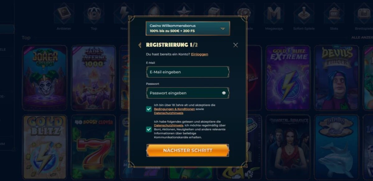 Registrieren Sie sich bei Monsterwin